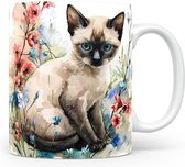 Mok met Siamese Kat Beker voor koffie of tas voor thee, cadeau voor dierenliefhebbers, moeder, vader, collega, vriend, vriendin, kantoor