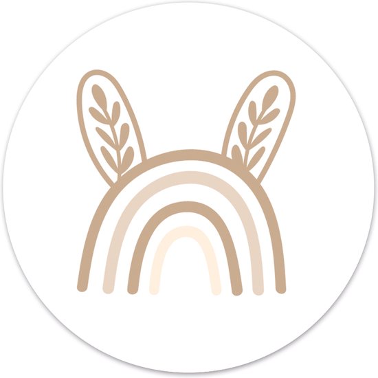 Label2X - Muurcirkel kids regenboog bunny - 80 cm - Dibond - Multicolor - Wandcirkel - Rond Schilderij - Muurdecoratie Cirkel - Wandecoratie rond - Decoratie voor woonkamer of slaapkamer