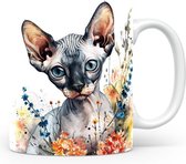 Mok met Sphynx Kat Beker voor koffie of tas voor thee, cadeau voor dierenliefhebbers, moeder, vader, collega, vriend, vriendin, kantoor