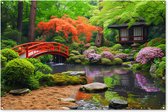 Muurdecoratie Japanse tuin - Natuur - Bomen - Planten - Japan - 180x120 cm - Tuinposter - Tuindoek - Buitenposter
