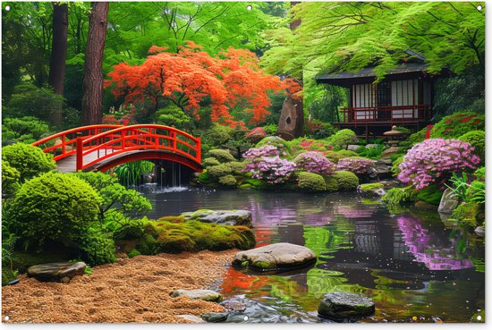 Japanse tuin - Natuur - Bomen - Planten - Japan - Tuindoek
