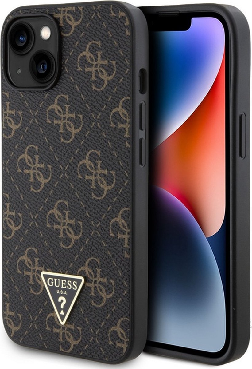 Guess 4G Triangle Logo Back Case - Geschikt voor Apple iPhone 14 (6.1") - Zwart