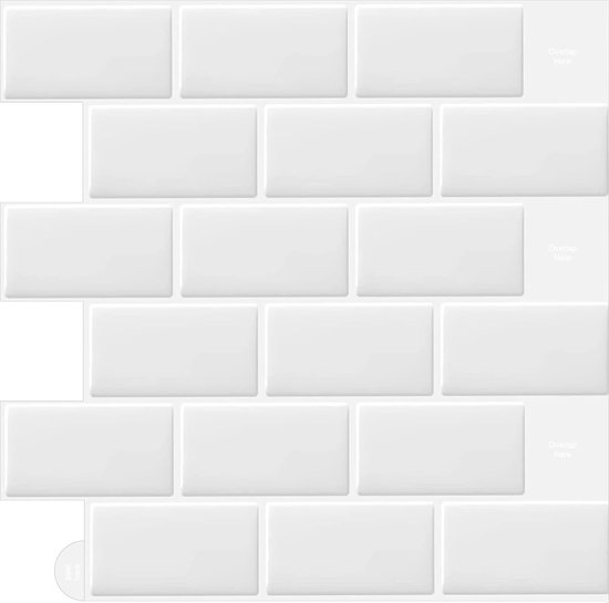 10 Pièces Autocollants de Carrelage Blanc Carreaux de Mur Arrière de Cuisine Feuille de Carrelage Autocollante 3D Autocollante Cuisine Salle de Bain (30,5 x 30,5 cm)