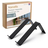 Marcellis - Industriële plankdrager - Voor plank 20cm - mat zwart - staal - incl. bevestigingsmateriaal + schroefbit - type 3