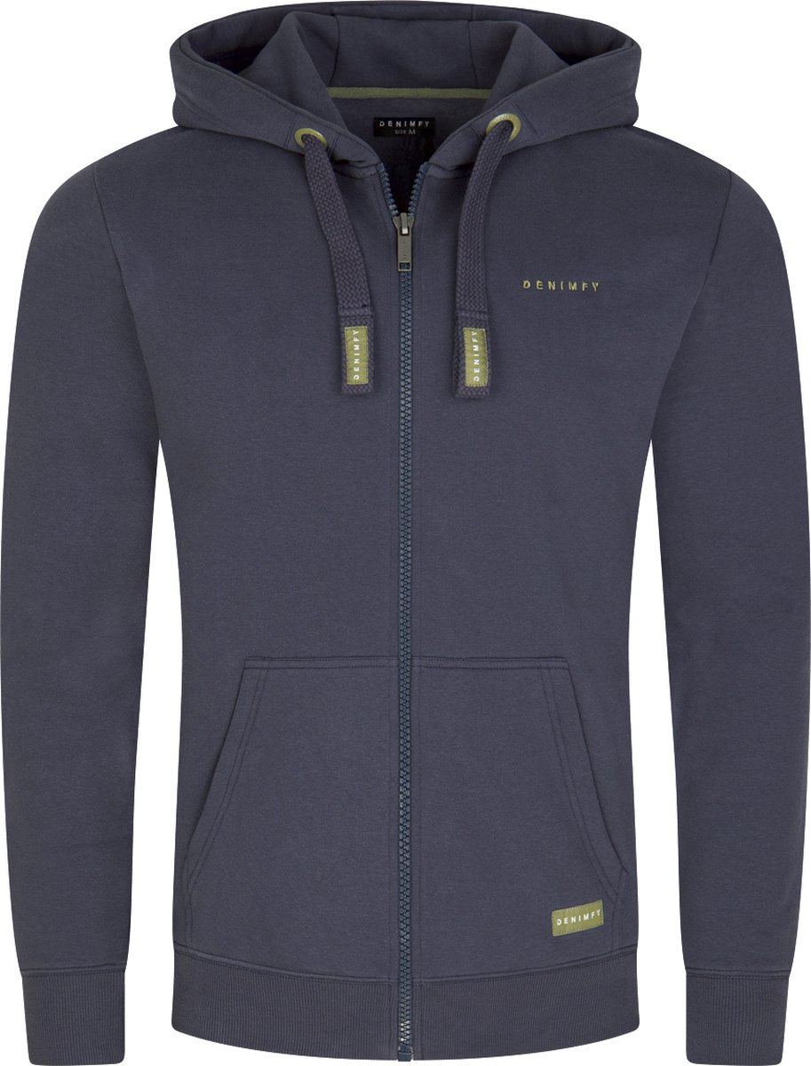 DENIMFY Heren Sweatjack DFLeo regular fit Blauw M Volwassenen Hoodie Capuchon Sweatshirt