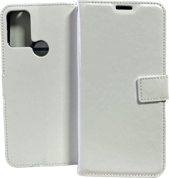 Couverture de boîtier de livre de portefeuille + 2x Glas de protection d'écran adapté à: Motorola Moto G50 - Wit