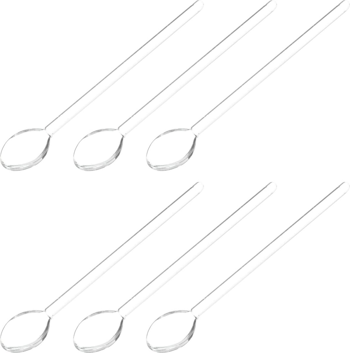 Dessertlepel, glas, koffielepel, roer, lepel, staafmenglepel, lepel, greeep, thee-roerder, heldere sierlijke theelepel, hittebestendig, voor thee suikerkart- partyset van 6 en 6