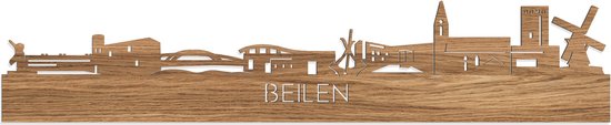 Skyline Beilen Eikenhout - 120 cm - Woondecoratie - Wanddecoratie - Meer steden beschikbaar - Woonkamer idee - City Art - Steden kunst - Cadeau voor hem - Cadeau voor haar - Jubileum - Trouwerij - WoodWideCities