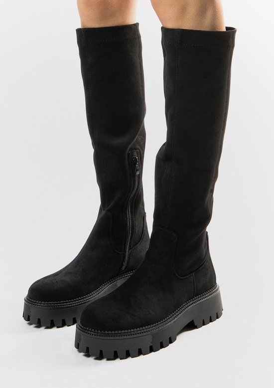 Sacha - Femme - Boots hautes stretch noires - Taille 39