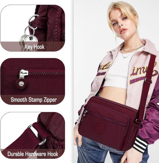 Crossbody Bag Schoudertas voor dames sportieve schoudertas voor dames middelgroot nylon crossbag brede riem cadeau voor dames winkelen reizen