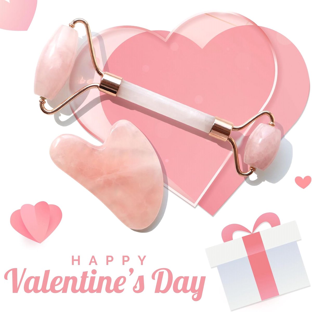 Goedkoopste Rozenkwarts Jade Roller & Gua Sha steen - Massage jade roller - 100 natuurlijk rose quartz - Gezichtsroller – Nek - Lichaam Spieren Ontspannen - Face roller - Roller - Gezichtsmassage - Beauty set - Valentijnsdag - Moederdag