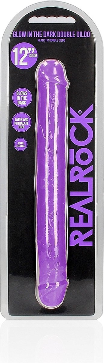 REALROCK - 12 inch - double dong - ribbels - glow in the dark - realistisch - paars