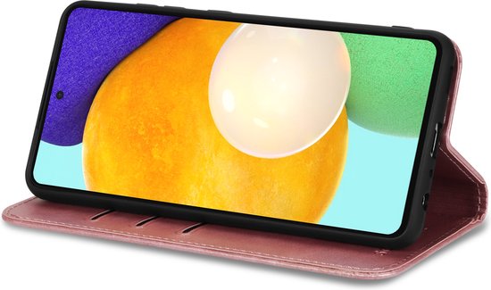 Geschikt Voor Samsung Galaxy A15 hoesje - Solidenz bookcase - Telefoonhoesje A15 - Cover Hoes - Met Pasjeshouder - Roségoud