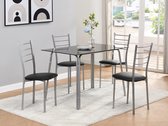Set tafel + 4 stoelen - Zwart en verchroomd - VILIARI L 110 cm x H 89 cm x D 70 cm