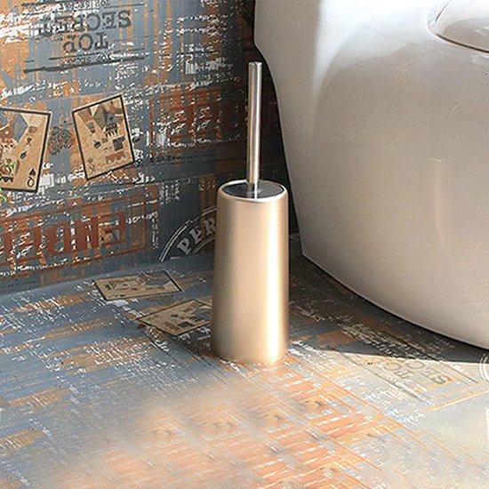 Foto: Toiletborstel en houder toiletborstel gemaakt van 304 roestvrij staal toiletpotborstel voor badkamer toilet ergonomisch elegant duurzaam goud 