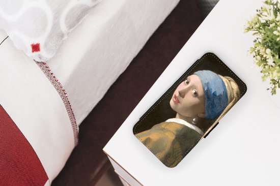 Étui pour téléphone iPhone SE 2020 Bookcase - Fille à la perle - Peinture de Johannes Vermeer - Avec compartiments - Étui portefeuille avec fermeture magnétique