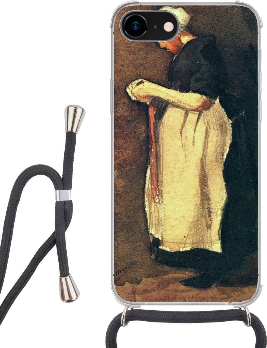 Telefoonhoesje Geschikt voor iPhone 8 - De Scheveningse vrouw - Vincent van Gogh - Siliconen - Crossbody - Backcover met Koord - Telefoonhoesje met koord - Hoesje met touw Telefoonhoesje
