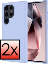 Hoes Geschikt voor Samsung S24 Ultra Hoesje Cover Siliconen Back Case Hoes - 2x - Lichtblauw
