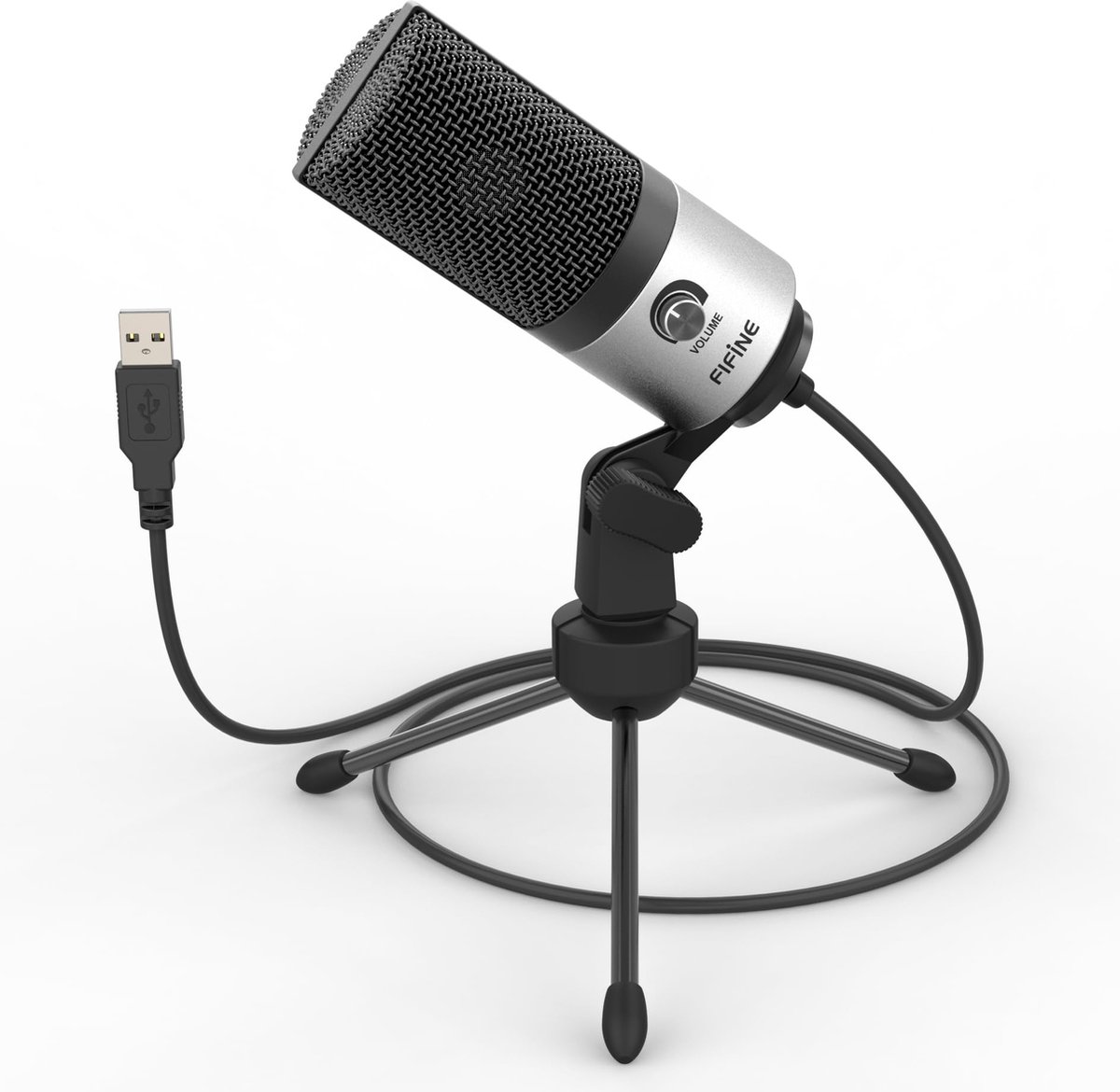 Beroli - FIFINE USB-microfoon - PC-condensatormicrofoon met Standaard - Studiokwaliteit Opnamemicrofoon USB - Podcast, Studio, Streaming, Uitzending, YouTube, Video, Games - K669S