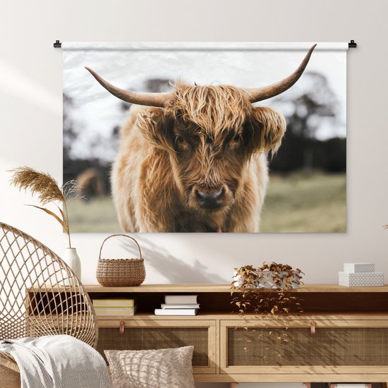 Tapisserie Scottish Highlanders - Scottish Highlander de près Tapisserie coton 120x80 cm - Tapisserie avec photo