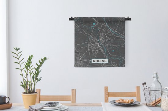 Wandkleed - Wanddoek - Duitsland – Blauw – Rheine – Stadskaart – Kaart – Plattegrond - 60x60 cm - Wandtapijt