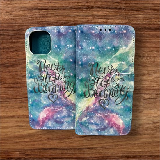 Étui portefeuille à rabat Adapté pour : iPhone 13 - Never Stop Dreaming Print
