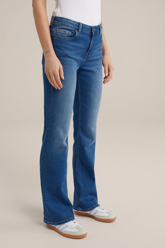 WE Fashion Dames mid rise bootcut jeans met stretch