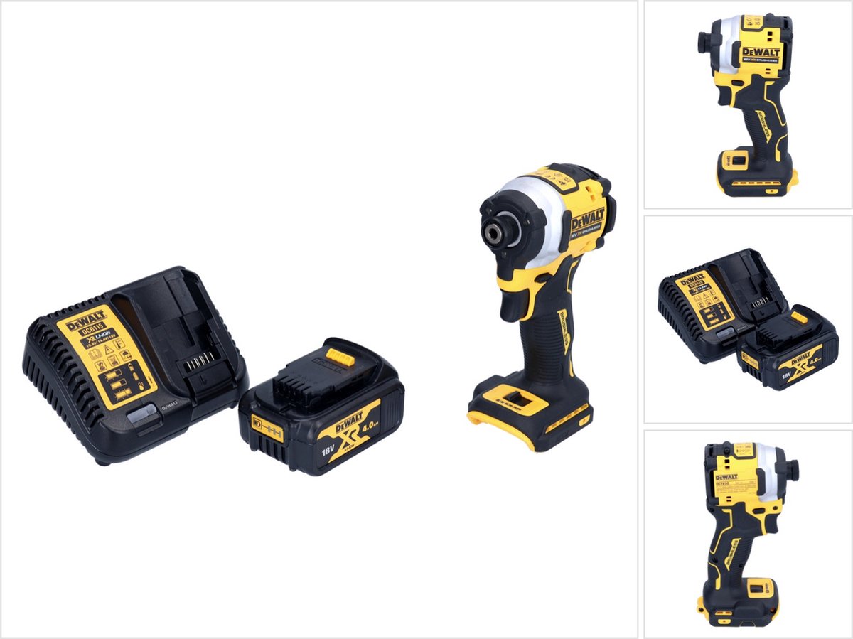 DeWalt DCF 850 M1 accu-slagmoersleutel 18 V 205 Nm 1/4" borstelloos + 1x accu 4,0 Ah + oplader