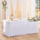 Nappe en élasthanne extensible Wit pour table rectangulaire de 243 cm, nappe extensible lavable et infroissable rectangulaire pour fêtes, événements, mariages, banquets, [243 L x 76 W x 76 H] cm