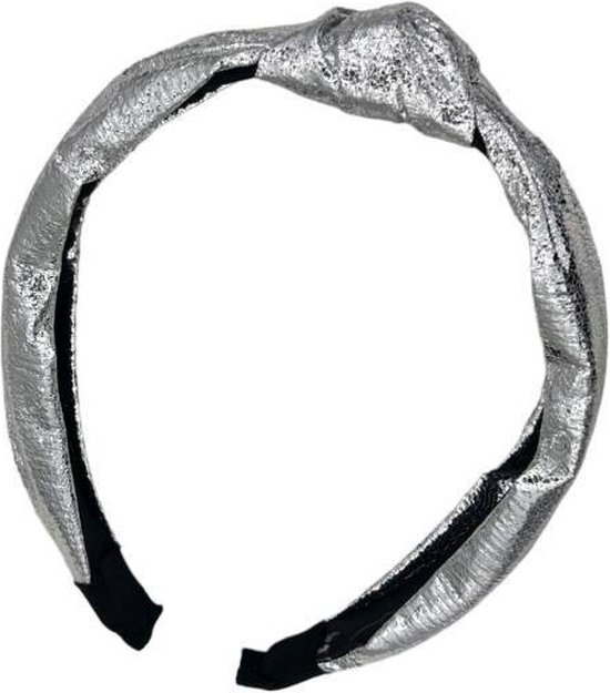 Diadeem - haarband met een knoop - zilver - glimmende look