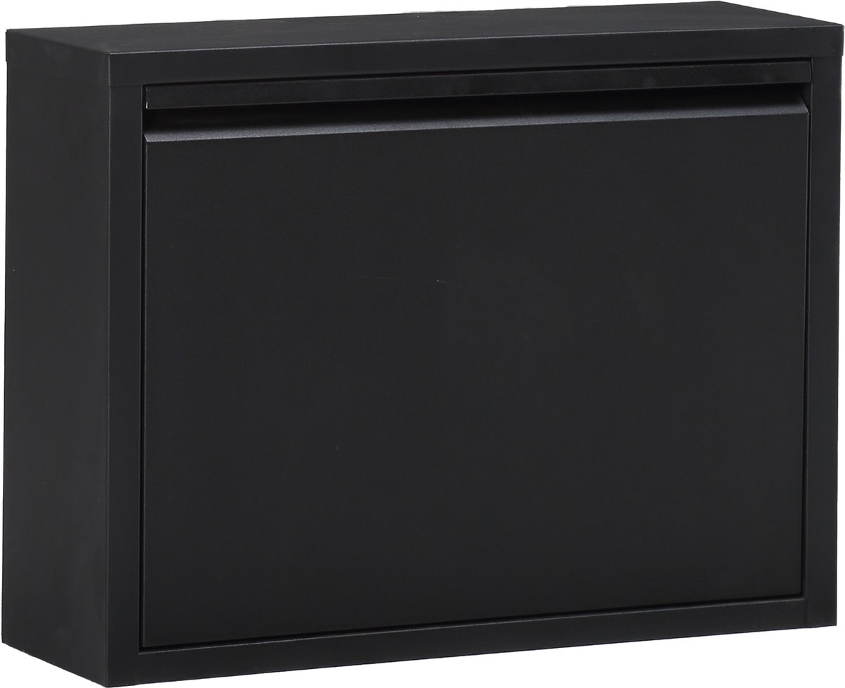 NATURN LIVING Metalen Schoenenkast 1-Deurs - 50 x 37,5 x 15 cm - Compacte Schoenenopberger met Ruimtebesparend Ontwerp - Ideaal voor Kleine Ruimtes - Stijlvol en Efficiënt Schoenenrek - Mat Zwart