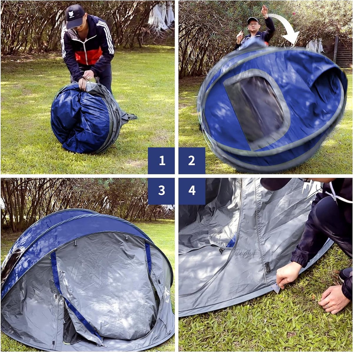 Campingtent, automatische instant pop-up tent voor 2-3 personen, dubbellaagse wind en waterdichte tent, overnachtingstent geschikt voor wandelingen en familiereizen (donkergroen Campingtent, automatische instant pop-up tent voor 2-3 personen, dubbellaagse wind en waterdichte tent, overnachtingstent geschikt voor wandelingen en familiereizen (donkergroen
