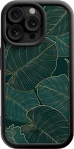 Casimoda® hoesje - Geschikt voor iPhone 15 Pro Max - Monstera Leaves - Effen telefoonhoesje met lensbescherming - TPU - Backcover - Groen