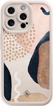 Casimoda® hoesje - Geschikt voor iPhone 15 Pro Max - Abstract Dots - Effen telefoonhoesje met lensbescherming - TPU - Backcover - Bruin/beige