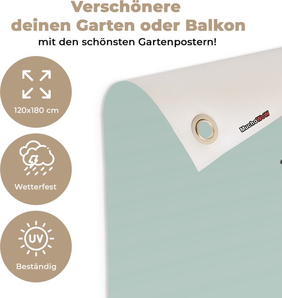 Affiche de jardin 120x180 cm - Décoration de jardin - Citation - Maison - Amour - Blauw - Texte - Coeur - Affiche pour le jardin - Décoration extérieure - Peinture de jardin de clôture - Décoration murale - Toile de jardin - Affiche extérieure