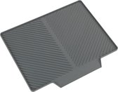 Vaatdroogmat, rubberen mat met groefstructuur en gekanteld oppervlak voor optimale waterafvoer, zijdelingse verlenging van de spoelbak, gemaakt van hoogwaardig kunststof, 34 x 3 x 40 cm, grijs
