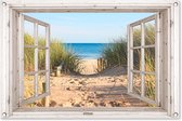 Affiche de jardin transparente - Plage - Mer - Dunes - Sable - Water - Ammophile - Décoration de jardin - Toile de clôture - Jardin - Peinture de jardin pour l'extérieur - Décoration de clôture - 90x60 cm - Toile de jardin - Peinture de jardin