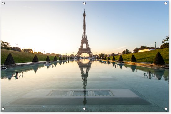 Tuinposter - Tuindoek - Tuinposters buiten - Parijs - Eiffeltoren - Water - 120x80 cm - Tuin