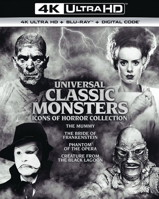 Universal Classic Monsters: Icons of Horror Collection Vol. 2: The Mummy / Bride of Frankenstein / Phantom of the Opera / Creature from the Black Lagoon [4xBlu-Ray 4K]+[4xBlu-Ray]