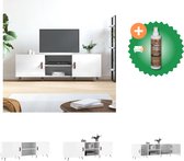 vidaXL Tv-meubel 150x30x50 cm bewerkt hout hoogglans wit - Kast - Inclusief Houtreiniger en verfrisser