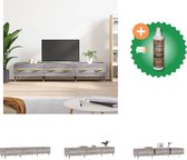 vidaXL Tv-meubel 150x36x30 cm bewerkt hout grijs sonoma eikenkleurig - Kast - Inclusief Houtreiniger en verfrisser