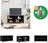 vidaXL Tv-meubel 100x40x50 cm bewerkt hout zwart - Kast - Inclusief Houtreiniger en verfrisser
