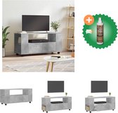 vidaXL Tv-meubel 102x34-5x43 cm bewerkt hout betongrijs - Kast - Inclusief Houtreiniger en verfrisser