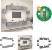 vidaXL 8-delige Tv-meubelset bewerkt hout grijs sonoma eikenkleurig - Kast - Inclusief Houtreiniger en verfrisser