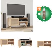vidaXL Tv-meubel 80x30x40 cm massief grenenhout en rattan bruin - Kast - Inclusief Houtreiniger en verfrisser