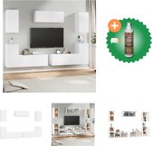vidaXL 7-delige Tv-meubelset bewerkt hout wit - Kast - Inclusief Houtreiniger en verfrisser