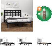 vidaXL Bedframe Black Pine Wood - 205.5 x 205.5 x 31 cm - Solid Frame - Comfortable Experience - Bed - Inclusief Houtreiniger en verfrisser