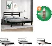 vidaXL Bedframe Zwart 140 x 200 cm - Massief grenenhout - Multiplex lattenbodem - 205.5 x 146 x 100 cm - Bed - Inclusief Houtreiniger en verfrisser