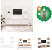 vidaXL Tv-meubelen 7 st massief grenenhout wit - Kast - Inclusief Houtreiniger en verfrisser