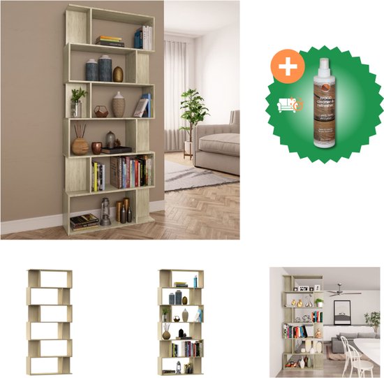 VidaXL Boekenkast/Kamerscherm 80x24x192 cm Spaanplaat Betongrijs